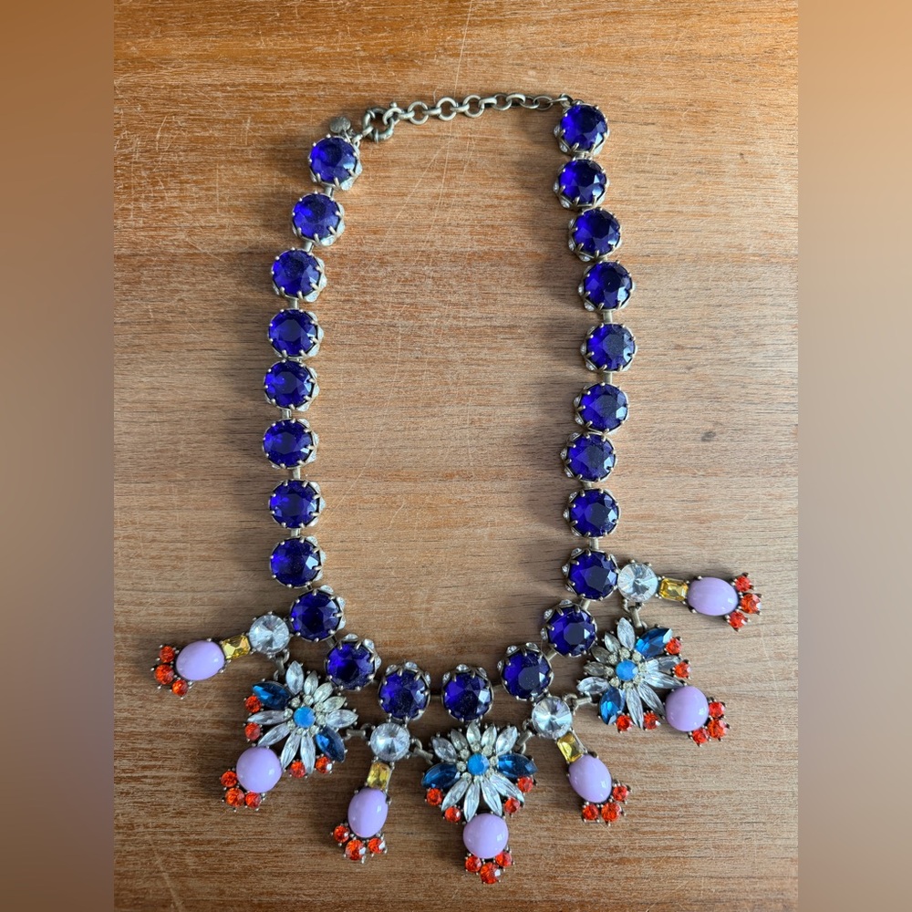 J.Crew Blue and Multi Color Statement Necklace